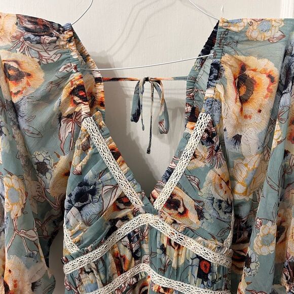 Maurices Floral Maxi Dress - Blue and Cream - Picture 3 of 5